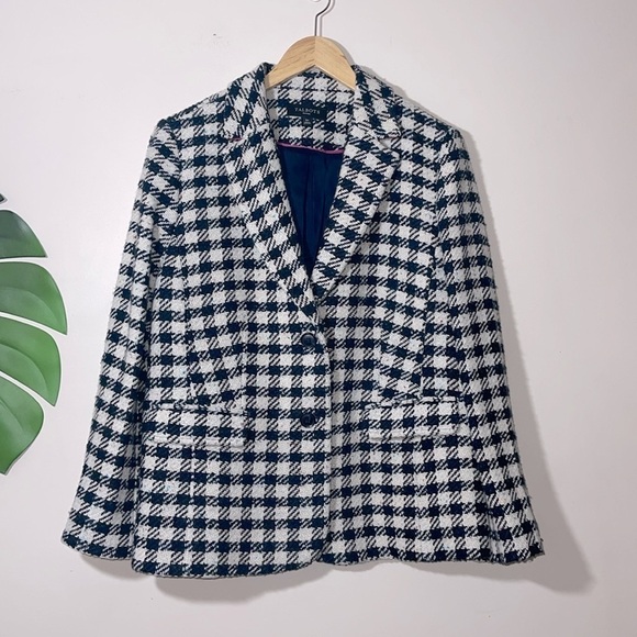 Talbots Blazer Wool Blend Navy Black Ivory Checkers Rainbow Confetti 16 Petite - Picture 7 of 13